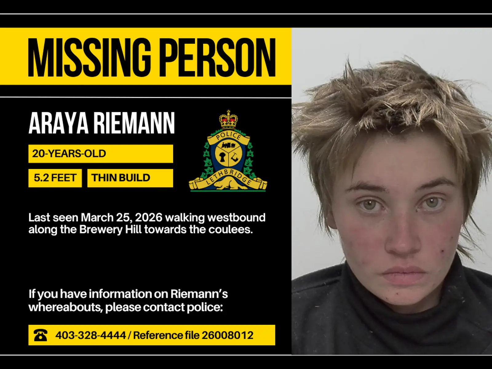Missing Individuals Missing Persons | Lethbridge Police Service